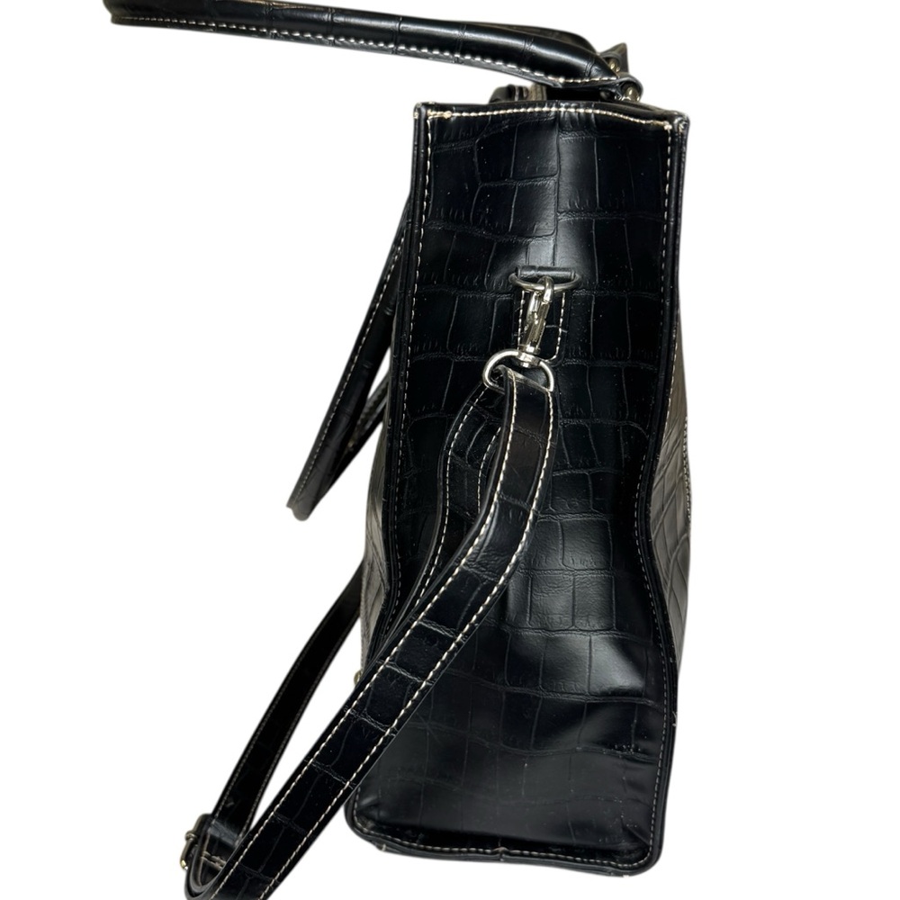 Wilsons Leather Black Croc-Embossed Tote Bag with Snake Print Accents - Picture 10 of 16